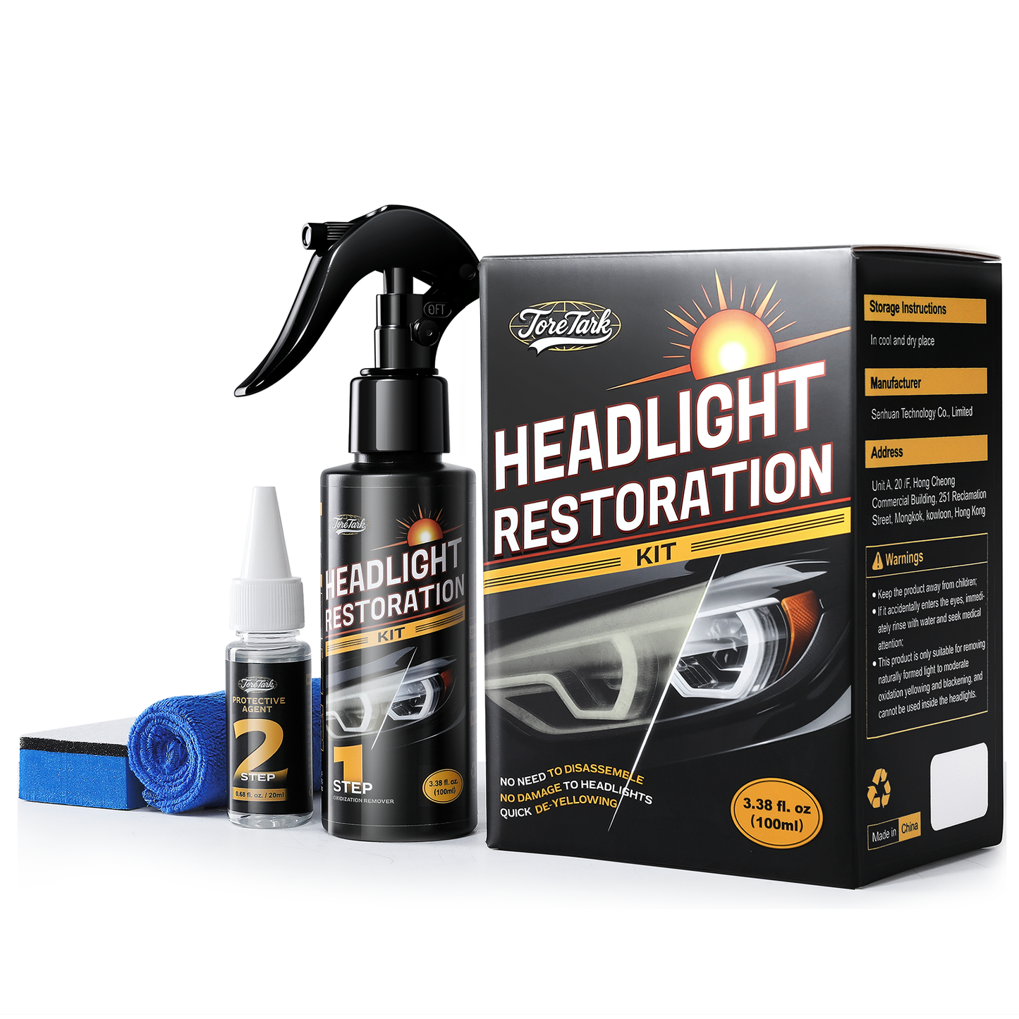 Toretark Scheinwerfer-Reparaturset + Reinigungstücher