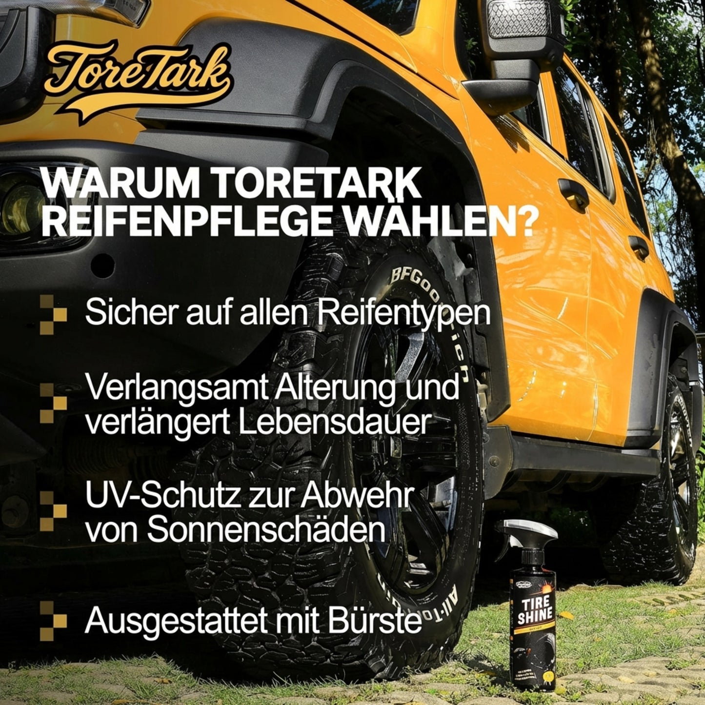 Sofort schmutzabweisendes & langlebiges Reifenglanz-Spray