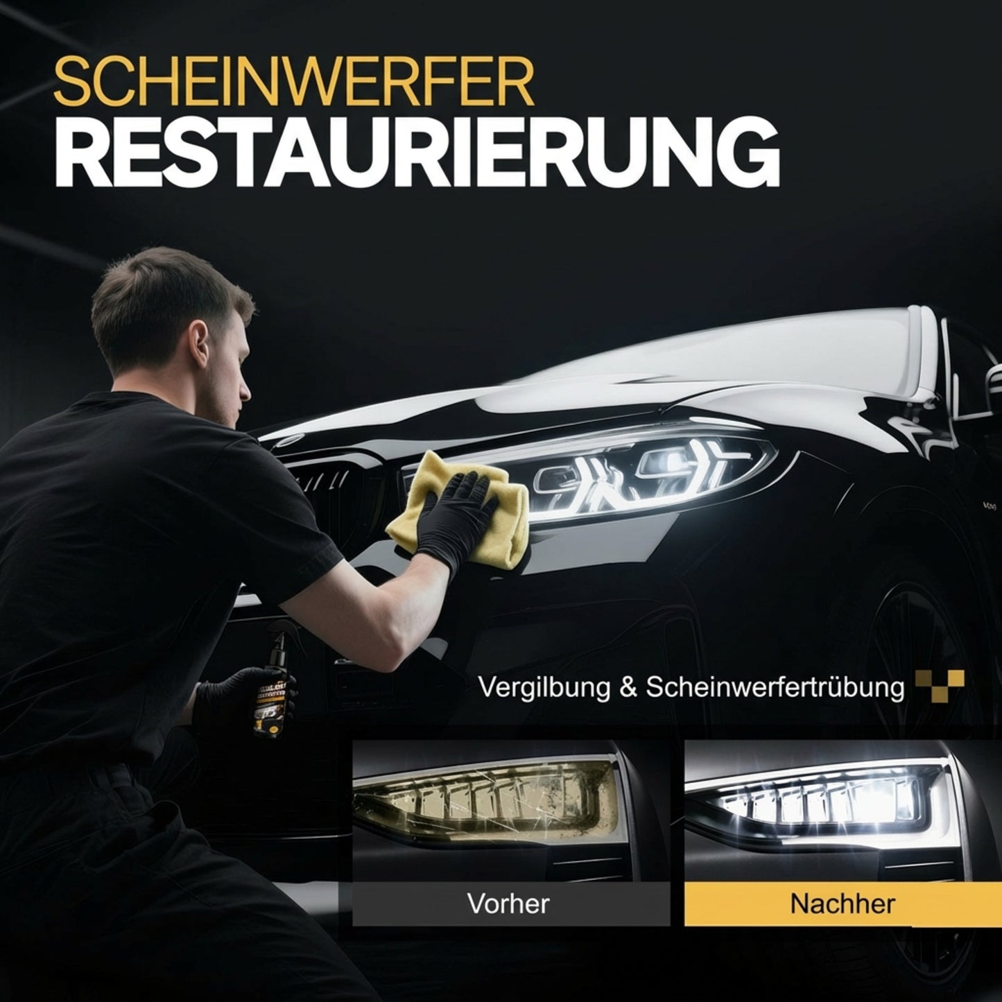 Scheinwerfer-Aufbereitungsset mit Schutzfunktion für Autos