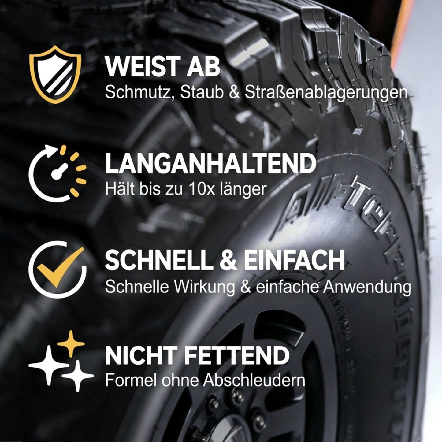 Sofort schmutzabweisendes & langlebiges Reifenglanz-Spray