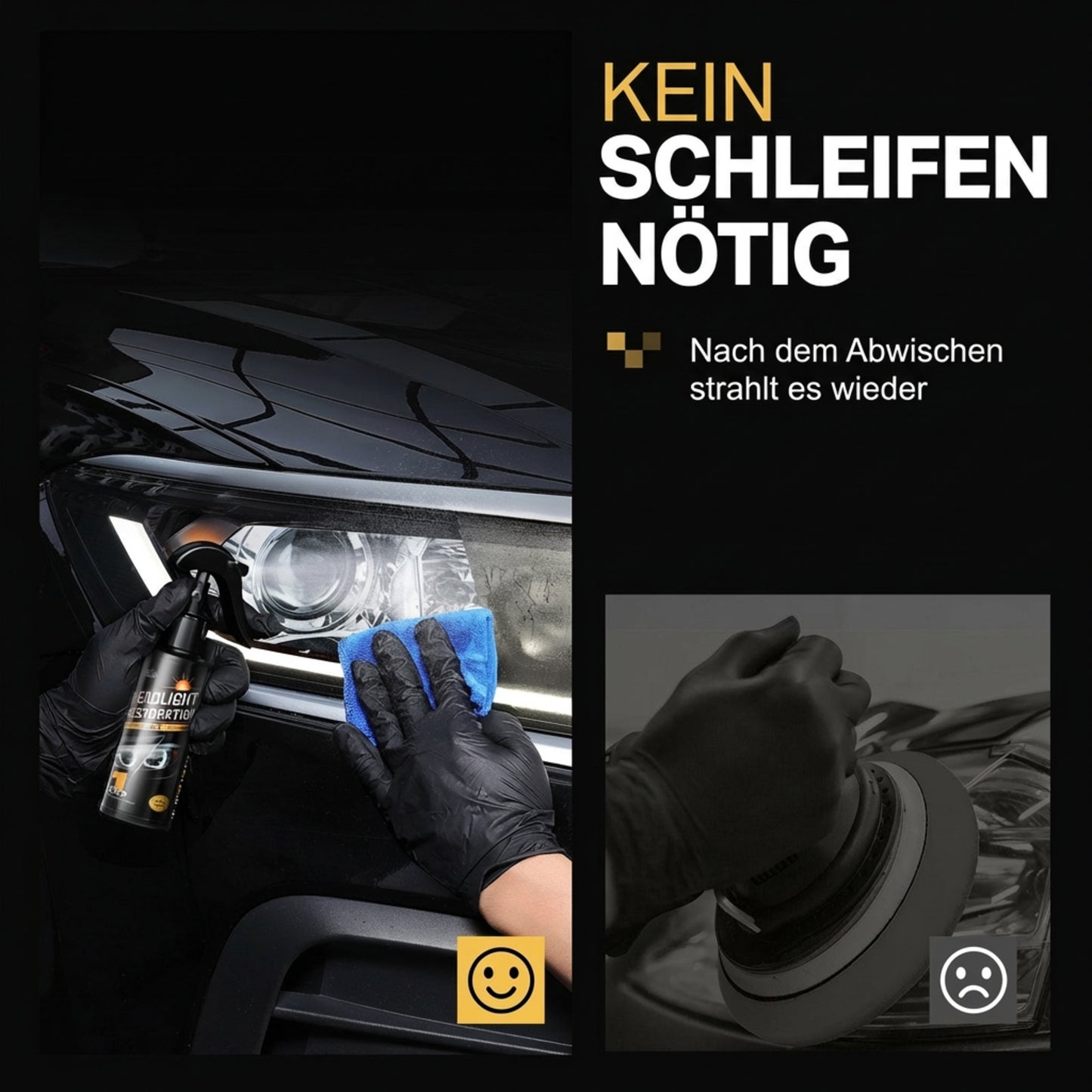 Scheinwerfer-Aufbereitungsset mit Schutzfunktion für Autos