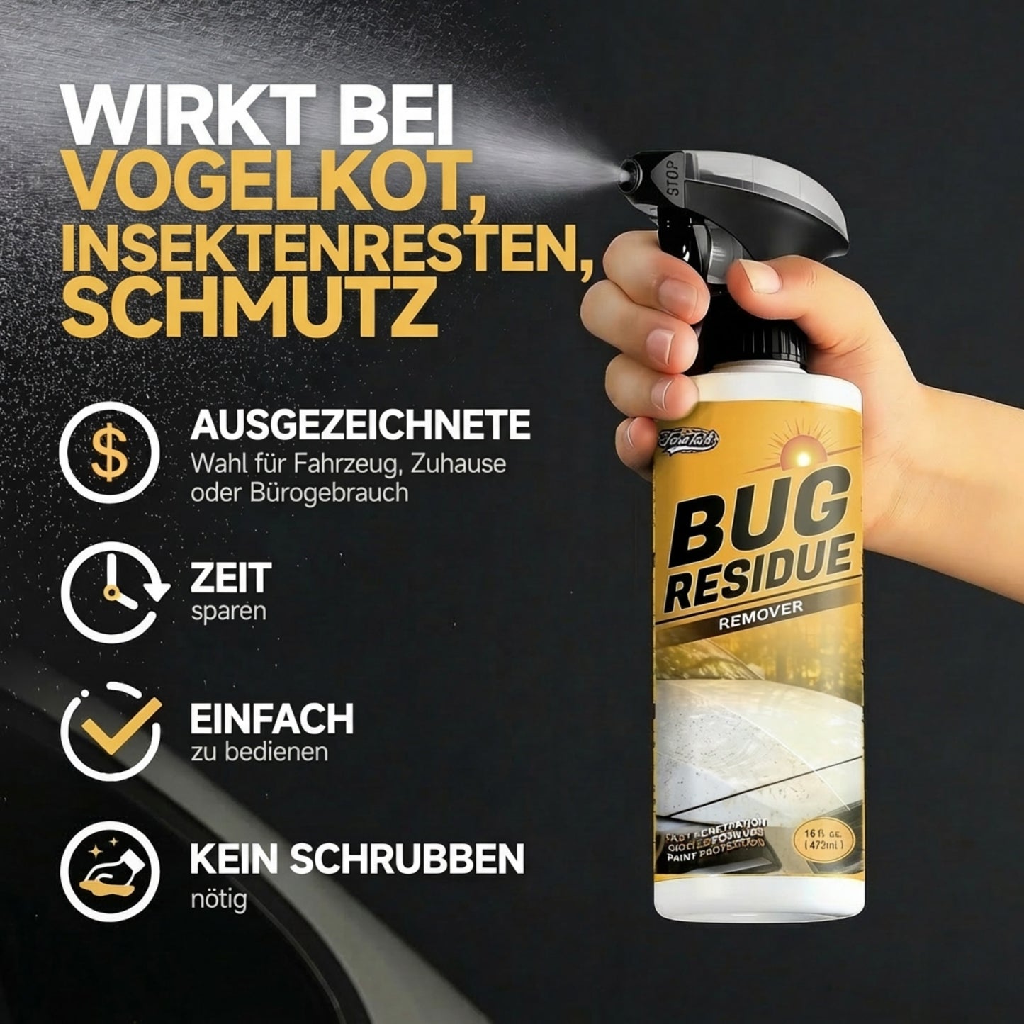 Hochleistungs-Insektenentferner-Spray fürs Auto